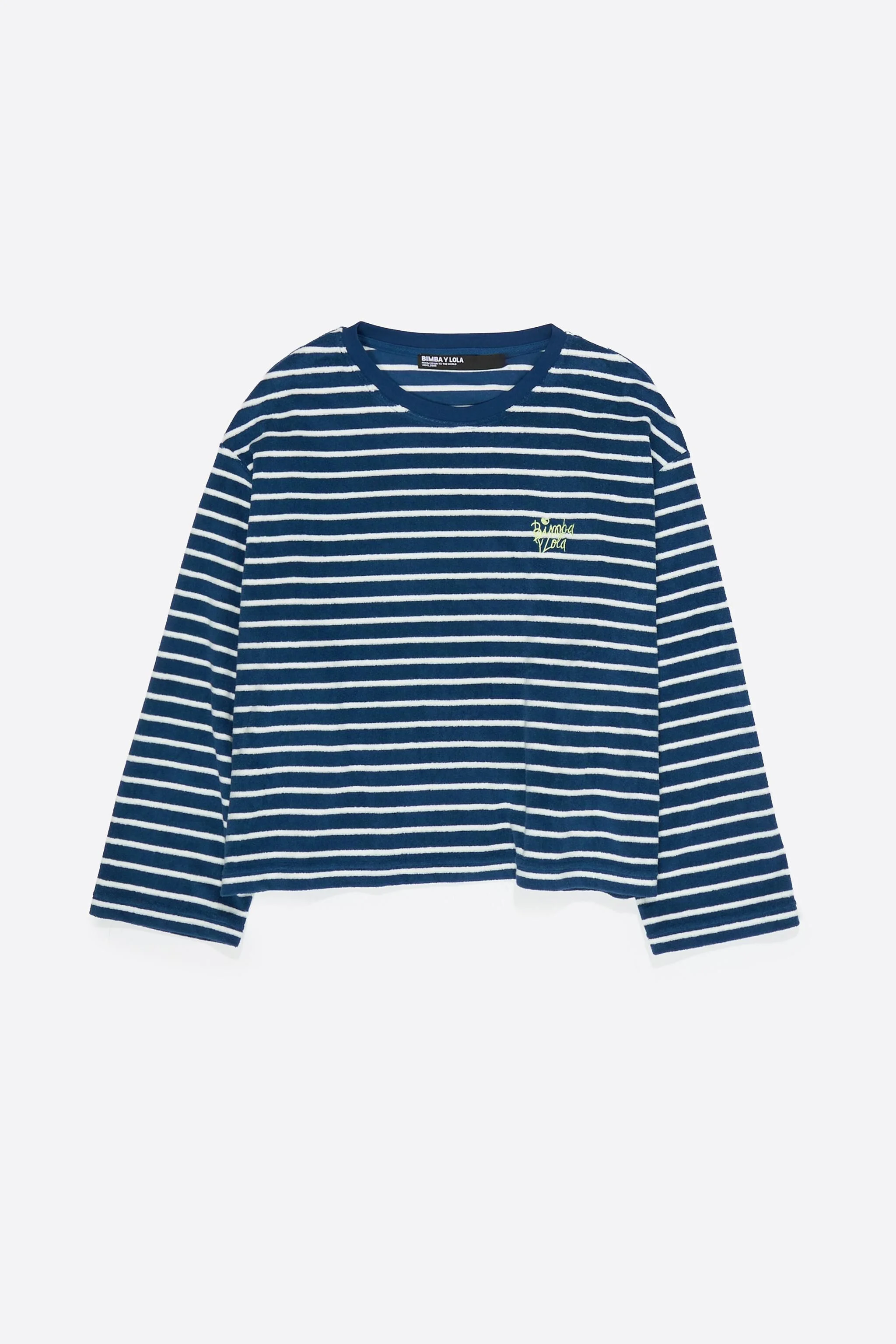 Camiseta de manga comprida listrada azul marinho