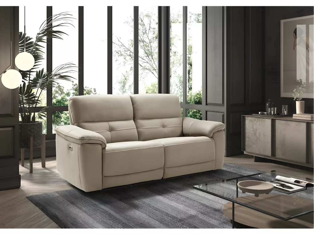 Canapé de relaxation électrique en microfibre Kleman-Couleur Gris foncé-4 places relax électrique
