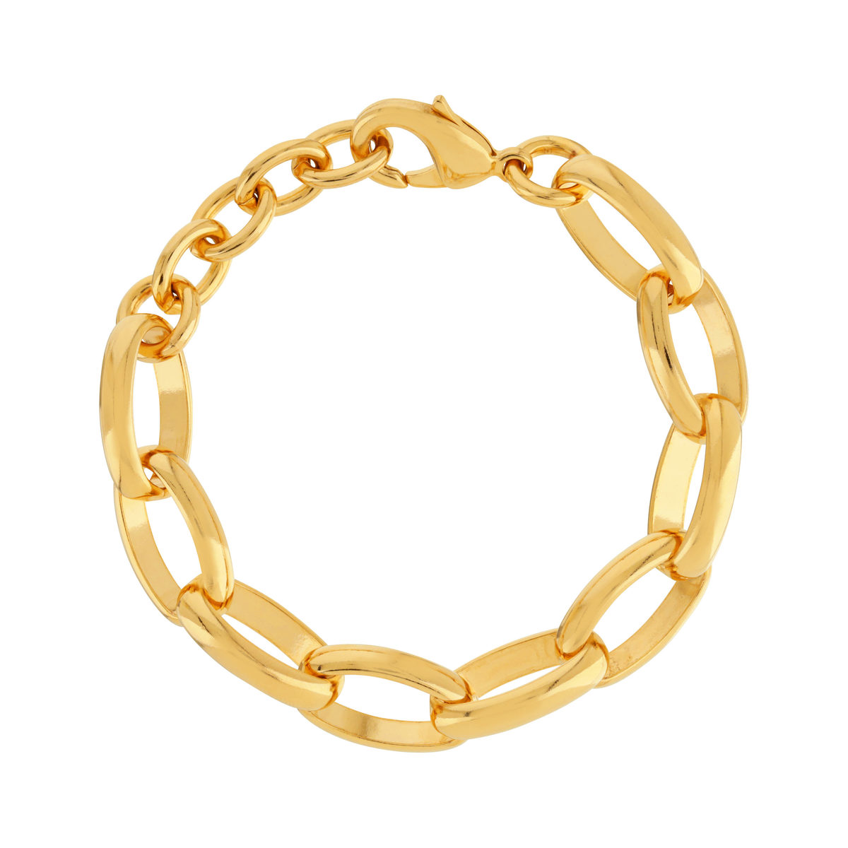 Bracelet plaqué or maillons ovales 16 à 19 cm