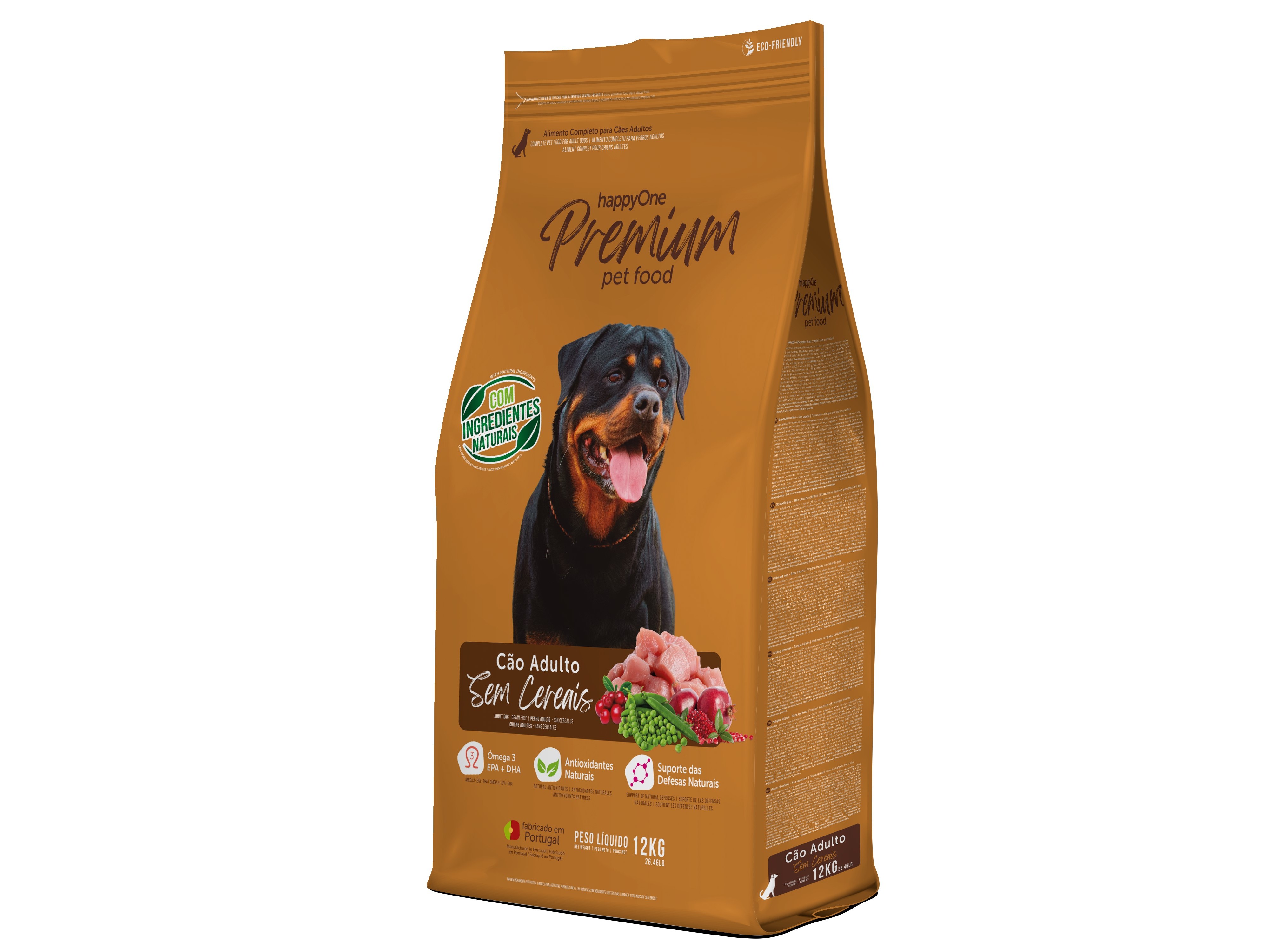 RAÇÃO PARA CÃO HAPPYONE PREMIUM SEM CEREAIS 12KG