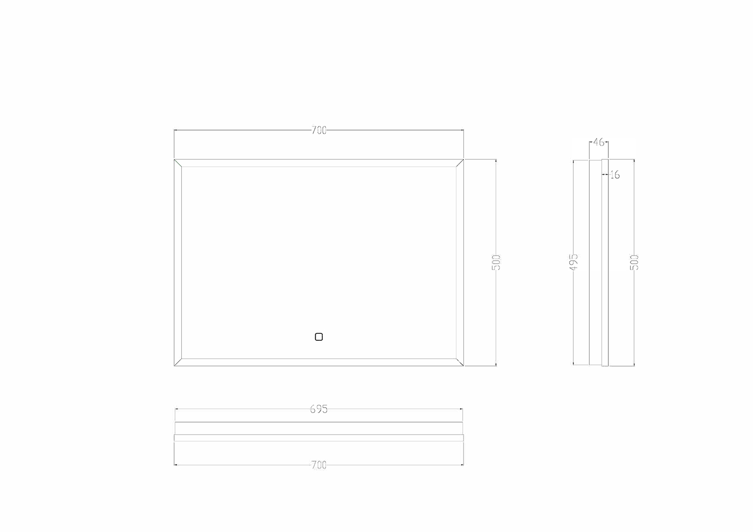 Mueller Square LED spiegel 70x50cm mat zwart met spiegelverwarming