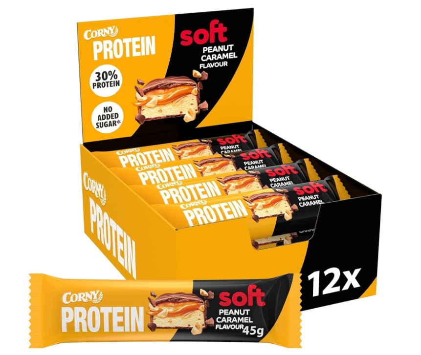 Corny Protein Soft Chocolate Peanut Caramel Flavour 12x45g=540g MHD:21.6.25