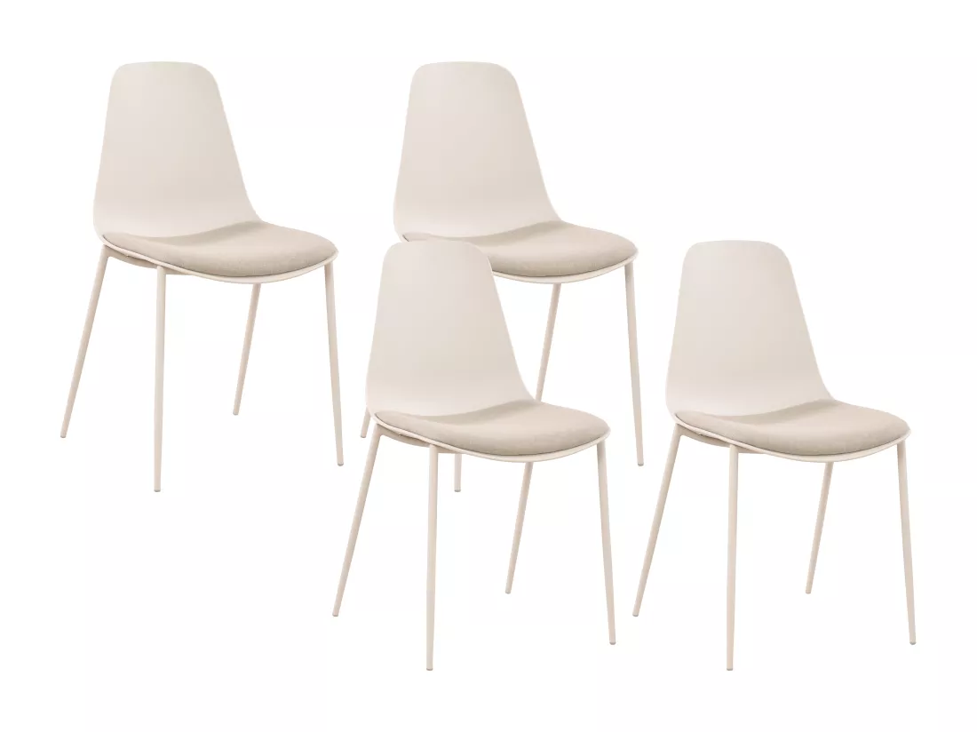 Lot de 4 chaises de jardin en polypropylène et métal - Beige - NEGERI de MYLIA