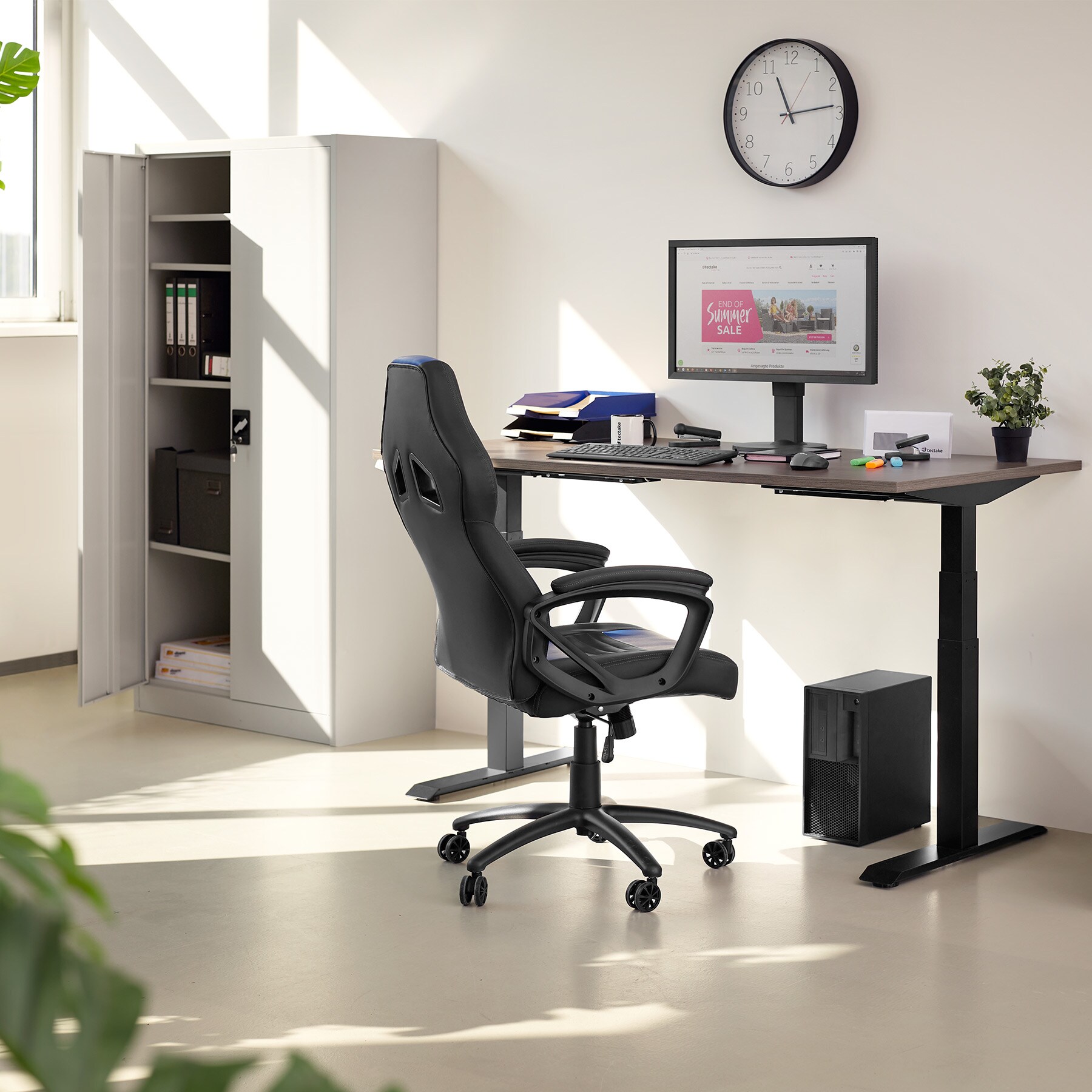 tectake® 4er Set Aktenschrank, aus pulverbeschichtetem Stahl, 4 höhenverstellbare Einlegeböden, 180 x 90 x 40 cm