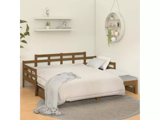 Lit coulissant sans matelas marron miel 2x(90x190) cm
