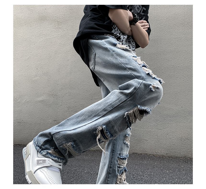Koiyua - Hoge taille, versleten, losse jeans