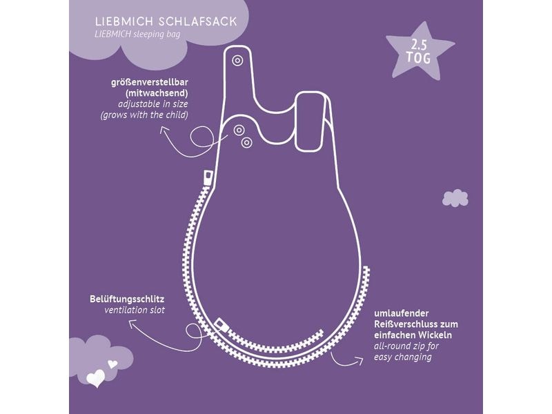 Träumeland Baby-Ganzjahresschlafsack jeansblau 50/56 Hochwertiger Babyschlafsack aus Baumwollmusselin