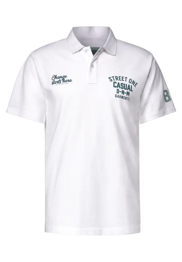 Piquée Printmix Poloshirt - White
