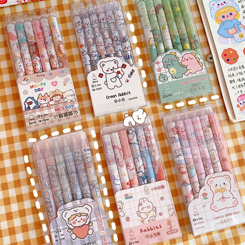 Bohod - Set van 6: Cartoon Pen - 0,5 mm (verschillende designs)
