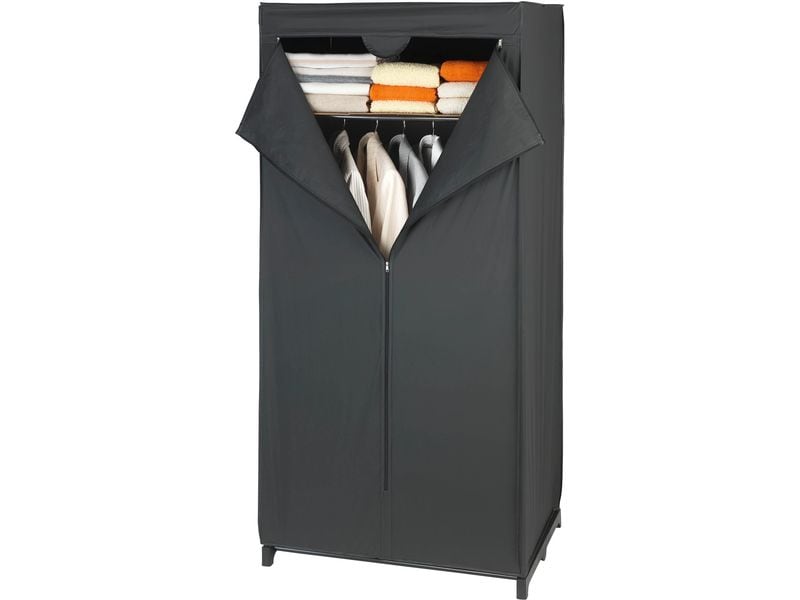 Wenko Kleiderschrank Deep Black 75 cm x 160 cm, 1 Stück Stoffschrank