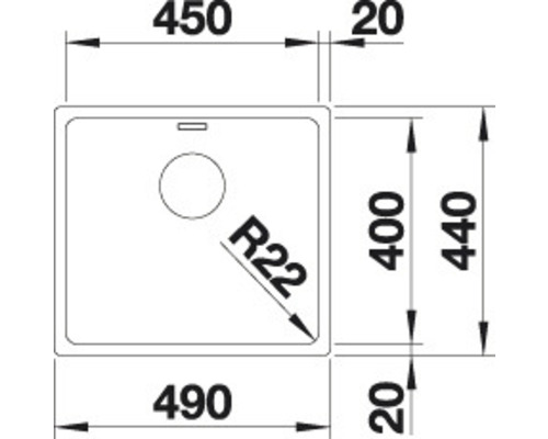 Blanco ANDANO 450-U spoelbak, 490 x 440 mm, roestvrij staal, 522963