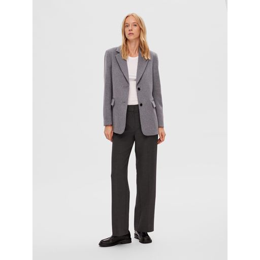 Selected Femme Sasja Wool Blazer, Light Grey Melange, 38