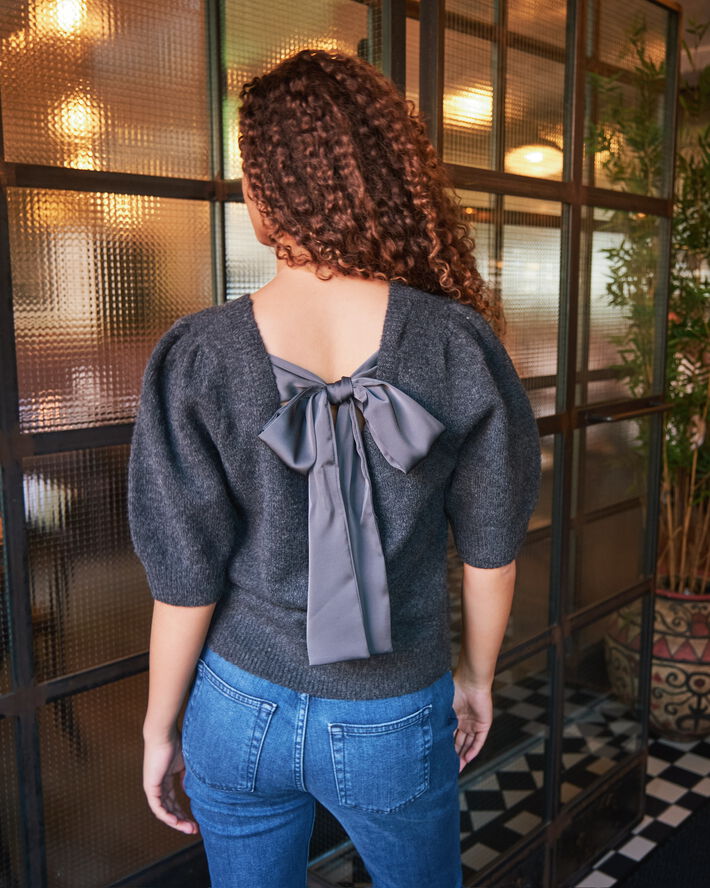 Neo Noir Martha Bow Knit Tee Antracit