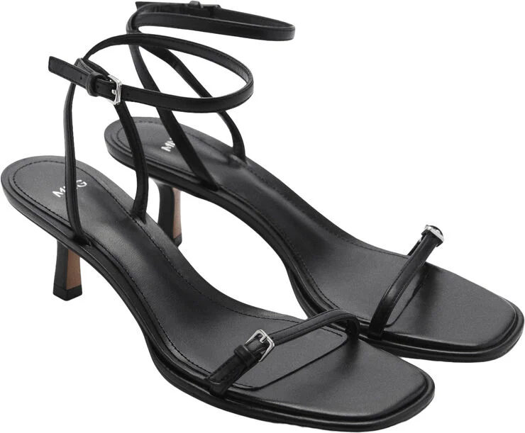 MANGO High-heeled sandals with buckles Black