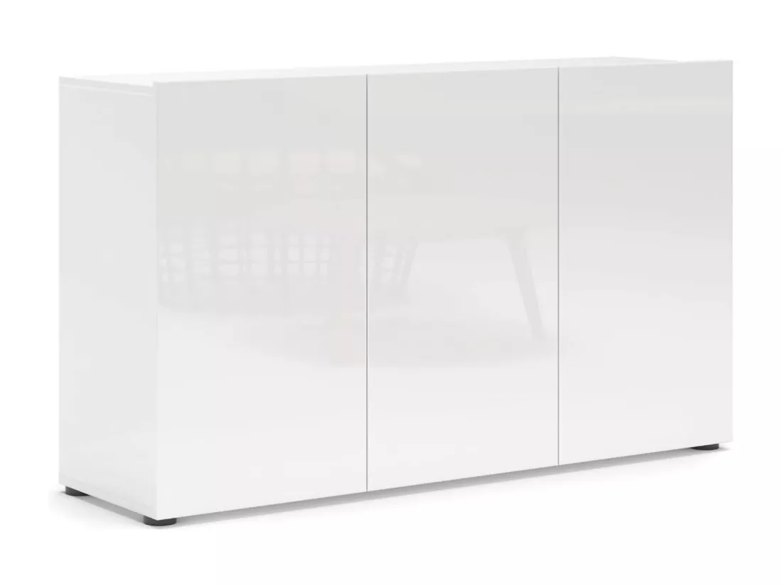Buffet Polokwane, Buffet du salon, Commode de salon, Garde-manger de cuisine, Made in Italy, 135x38h79 cm, Blanc brillant