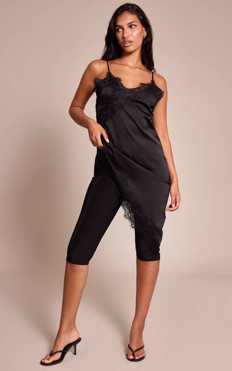 Noir Capri Double Couche En Tissu Slinky