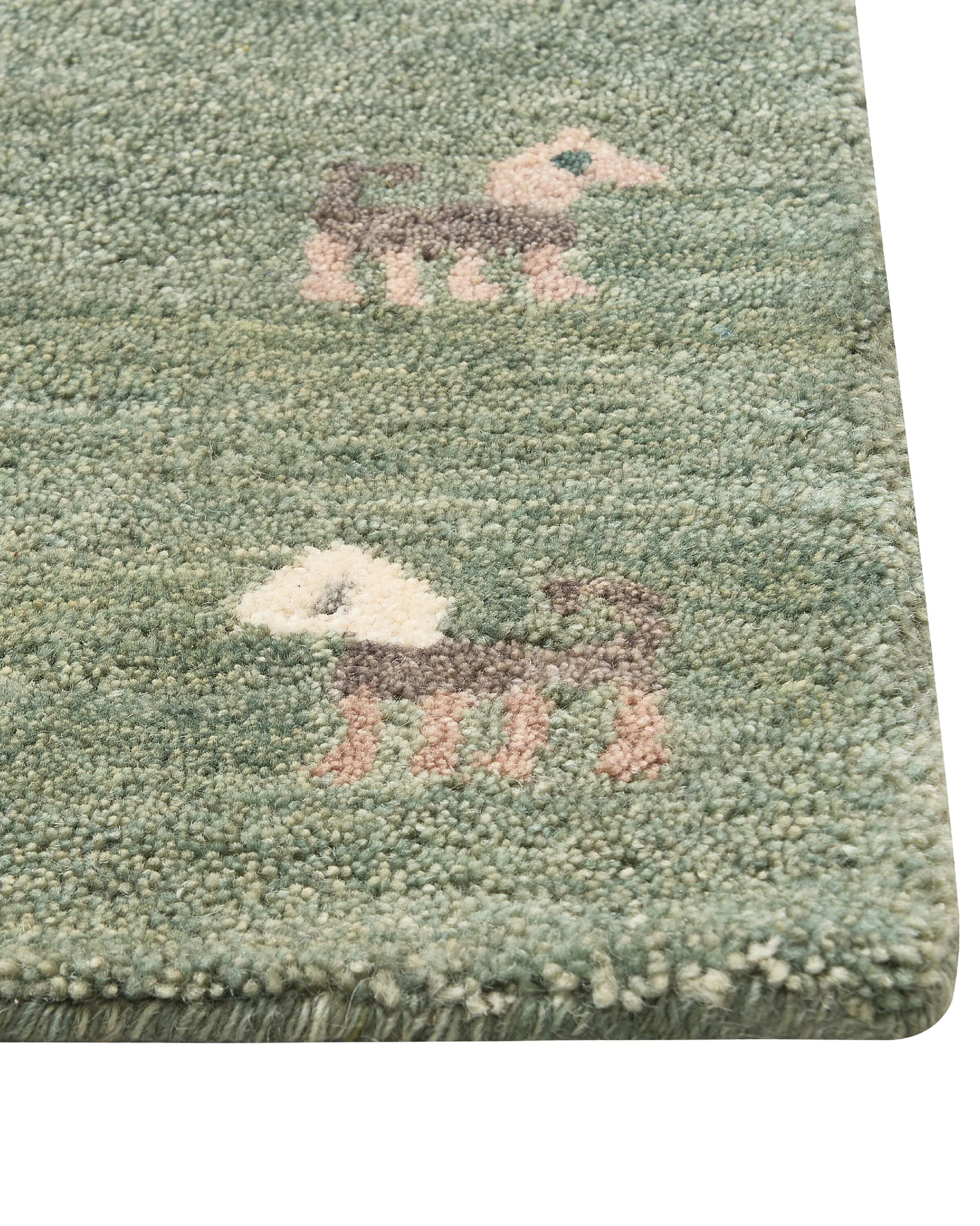 Vloerkleed KIZARLI Groen 140 x 200 cm Wol Gabbeh