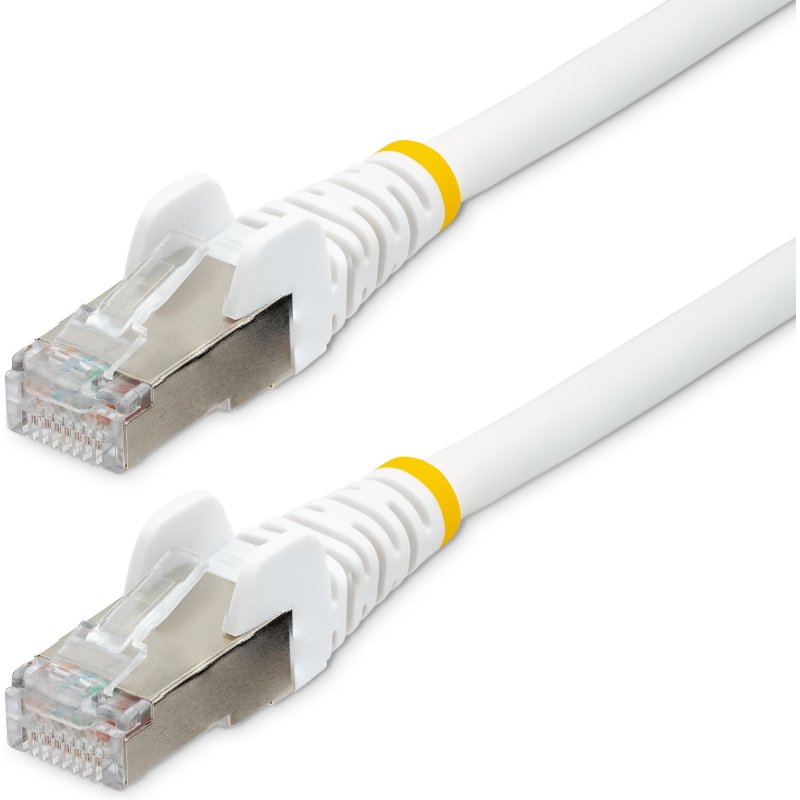 StarTech.com Câble Ethernet CAT6a 2m - Low Smoke Zero Halogen (LSZH) - 10 Gigabit 500MHz 100W PoE RJ45 S/FTP Cordon de Raccordement Réseau Snagless Blanc avec Décharge de Tension
