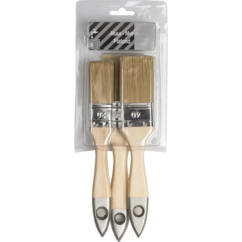 Set platte kwasten muur acryl 3-delig