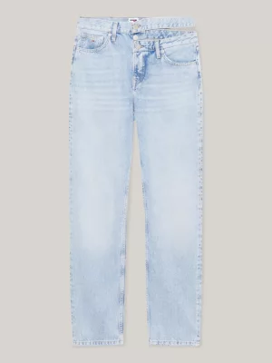 Calça jeans Julie de cintura ultra alta, reta e com recortes.