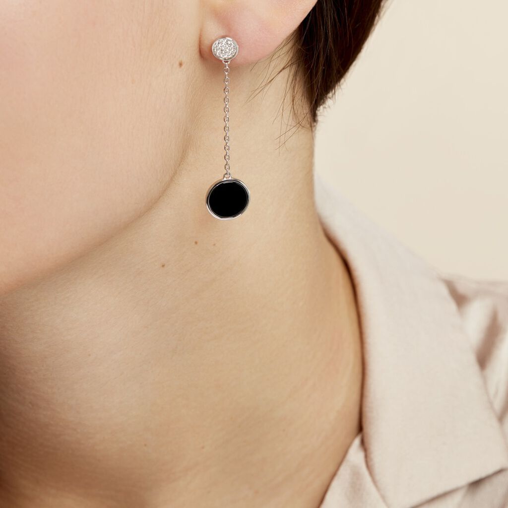 Boucles D'oreilles Pendantes Adonya Argent Céramique Et Oxyde