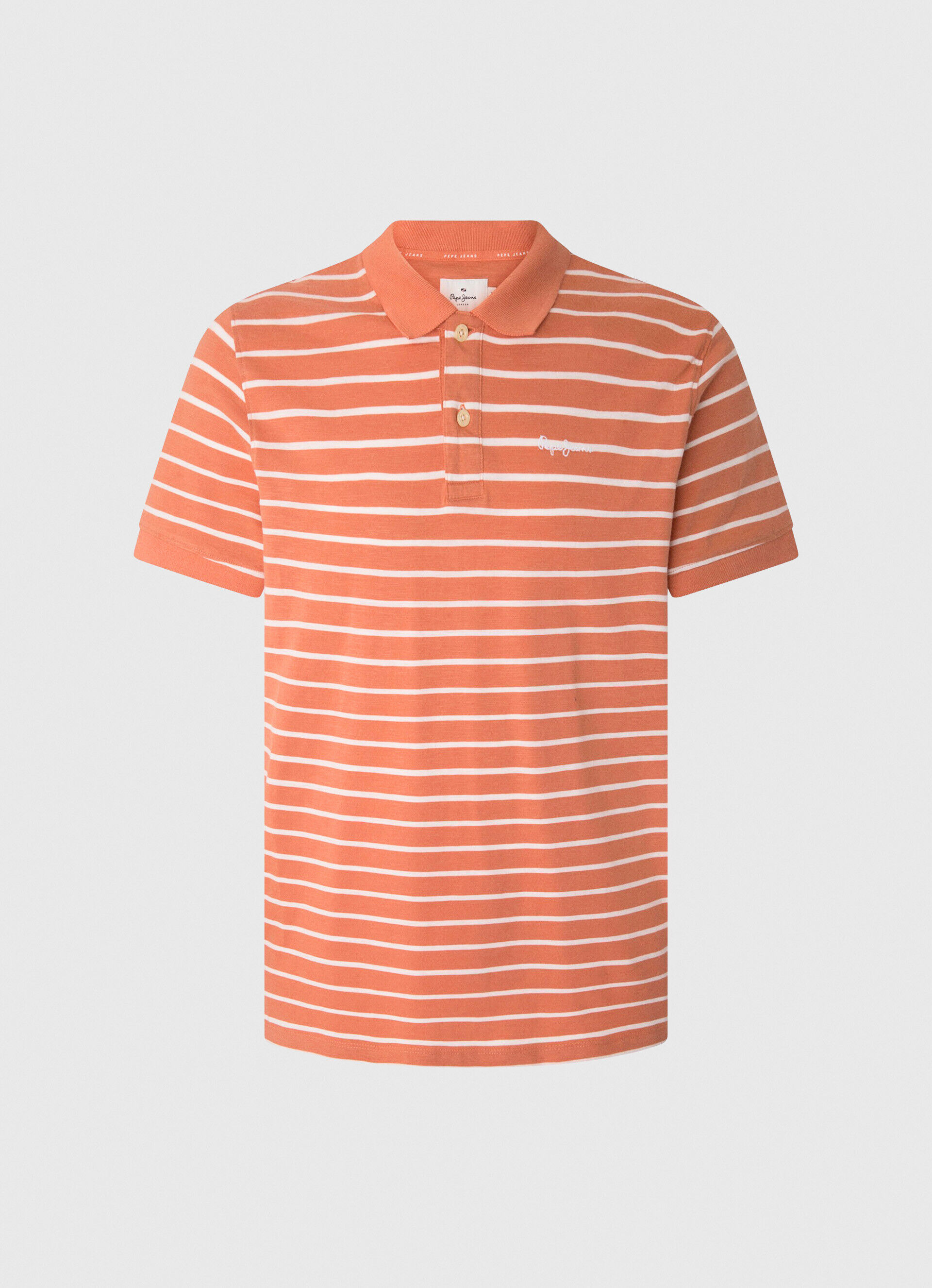 Camisa polo listrada estampada - laranja abóbora
