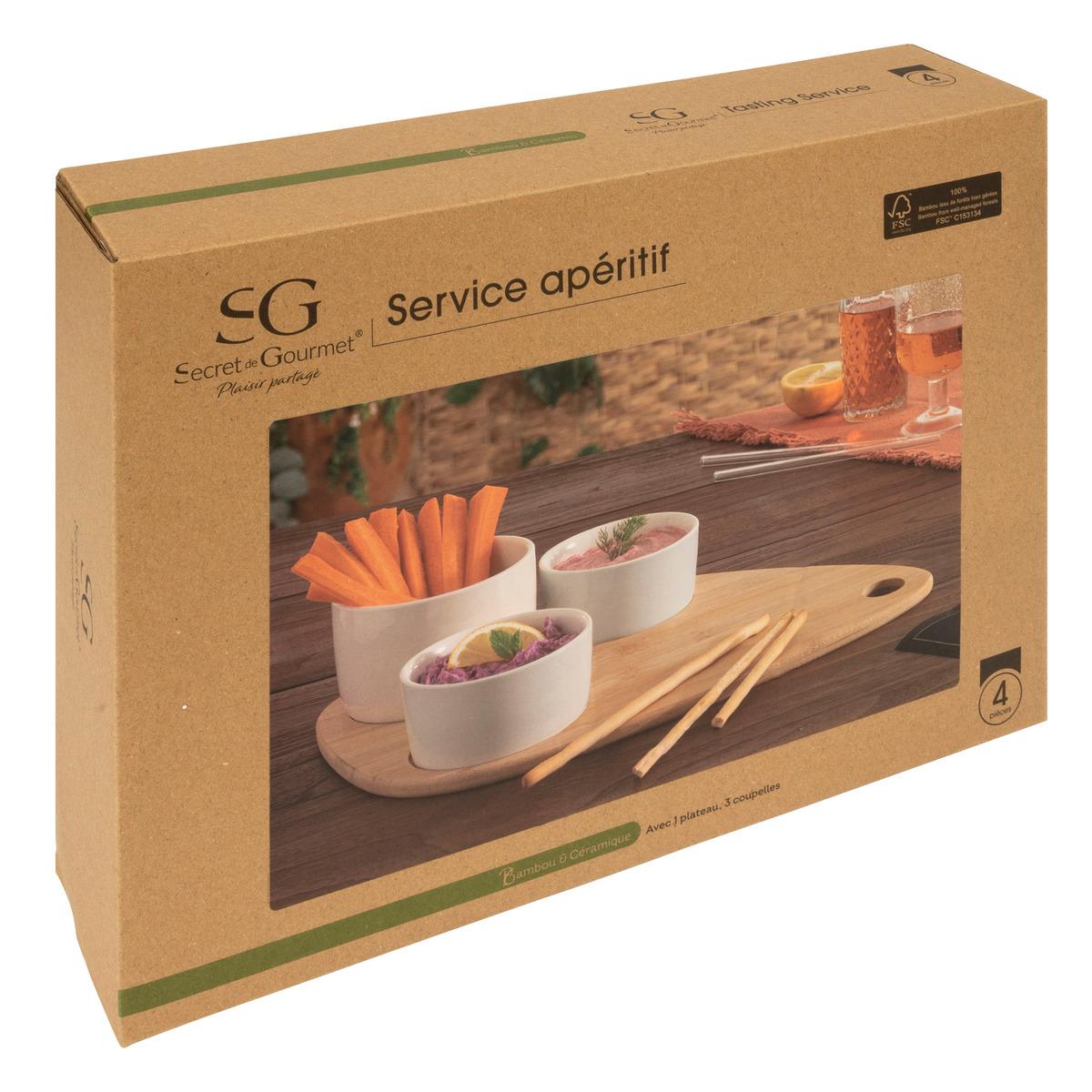 SET APERITIF BAMBOU BLANC X4 PIECES