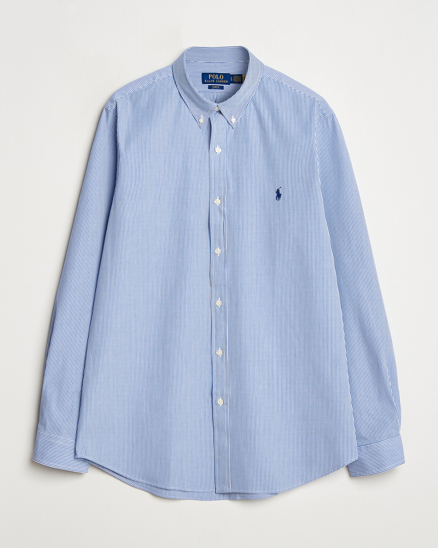 Polo Ralph Lauren Slim Fit Poplin Shirt Blue/White Hairline Stripe