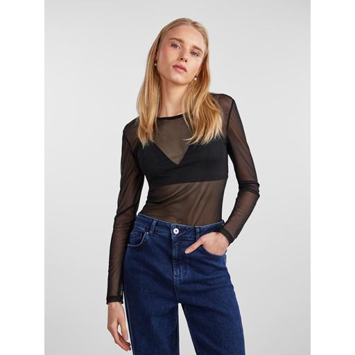 Pieces Ninni Mesh Bluse, Black, L