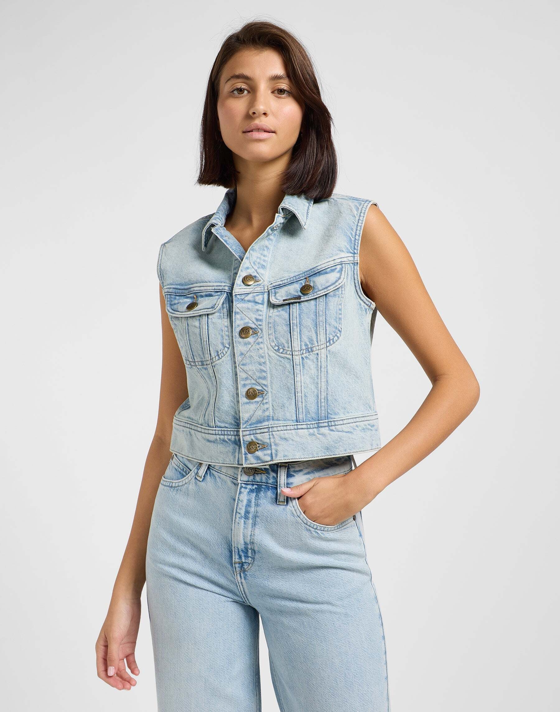 Lee® Jeansjacke »Lee Jeansjacke Cropped Rider Vest«