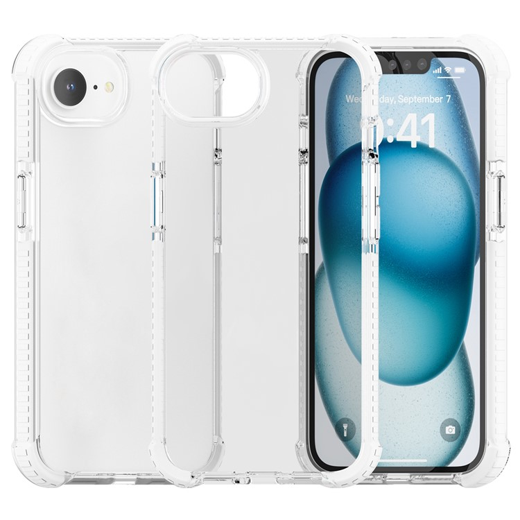 iPhone 16e Hybrid Bumper Hülle mit Air Cushion Fallschutz - Weiss / Transparent