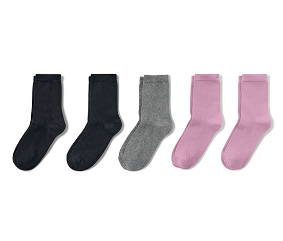 5 Paar Kinder-Socken, pastellviolett-schwarz