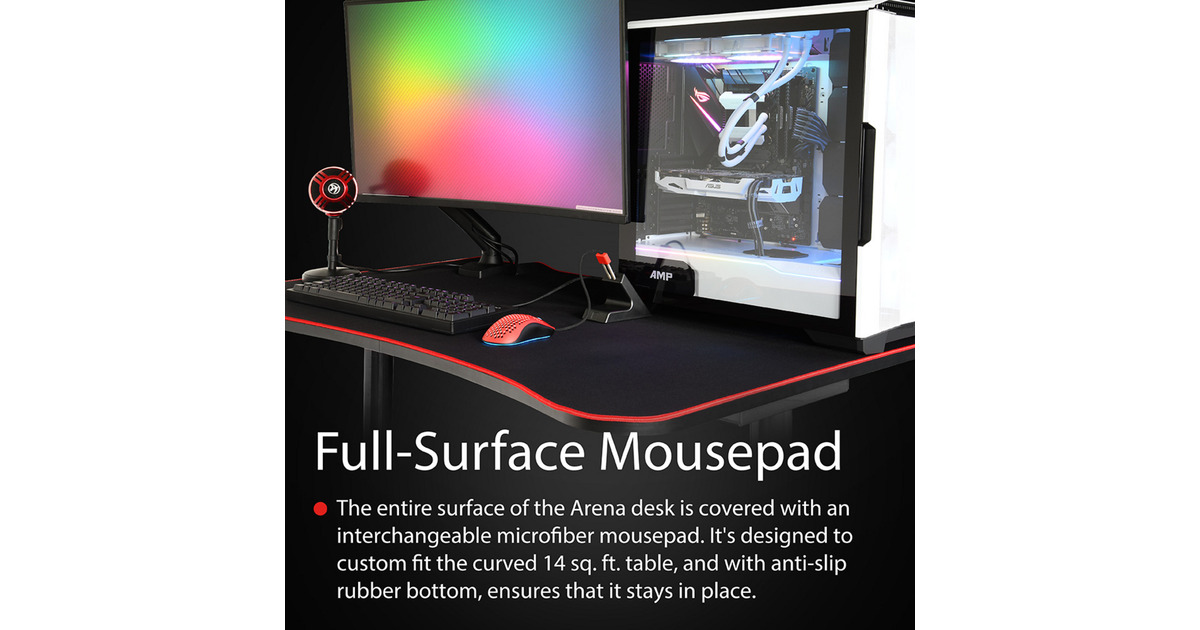 ArozziArena Fratello Gaming Desk - Black  (Zwart/rood)