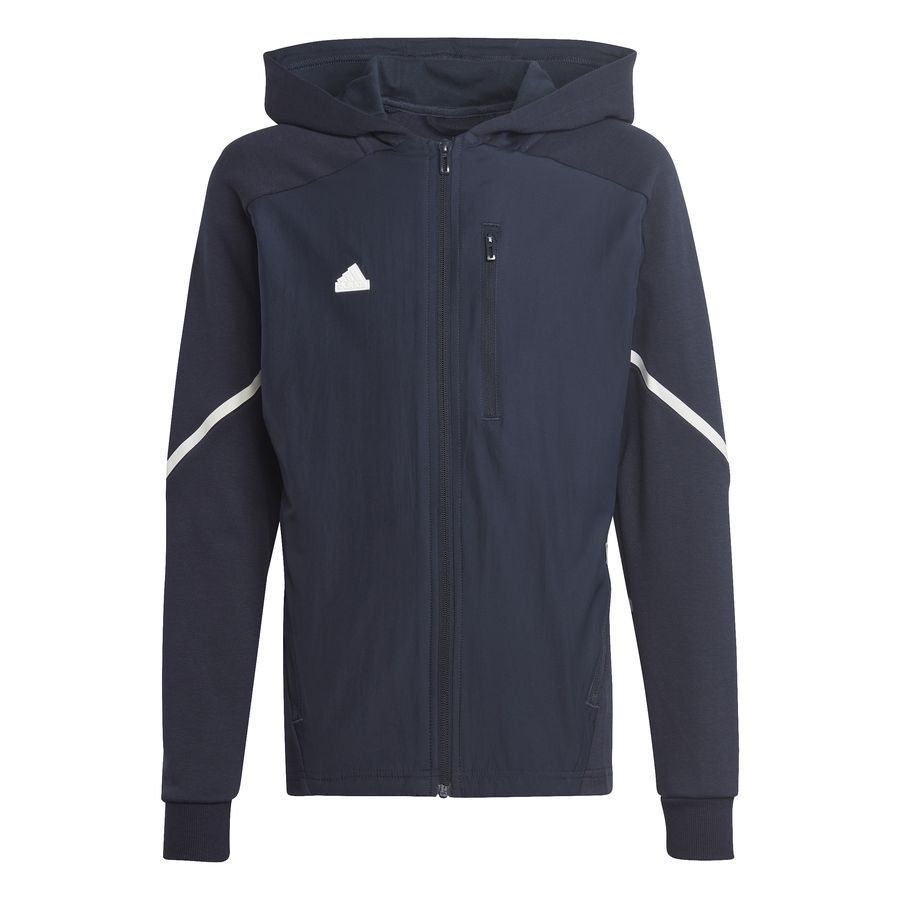 adidas Sweat à Capuche Designed for Gameday Full Zip - Bleu Marine/Blanc Enfant
