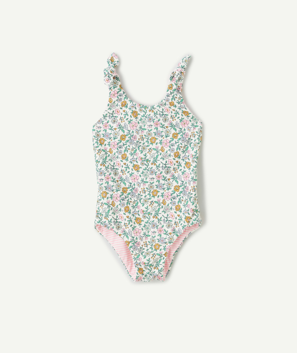maillot de bain réversible bébé fille en fibres recyclées avec imprimés