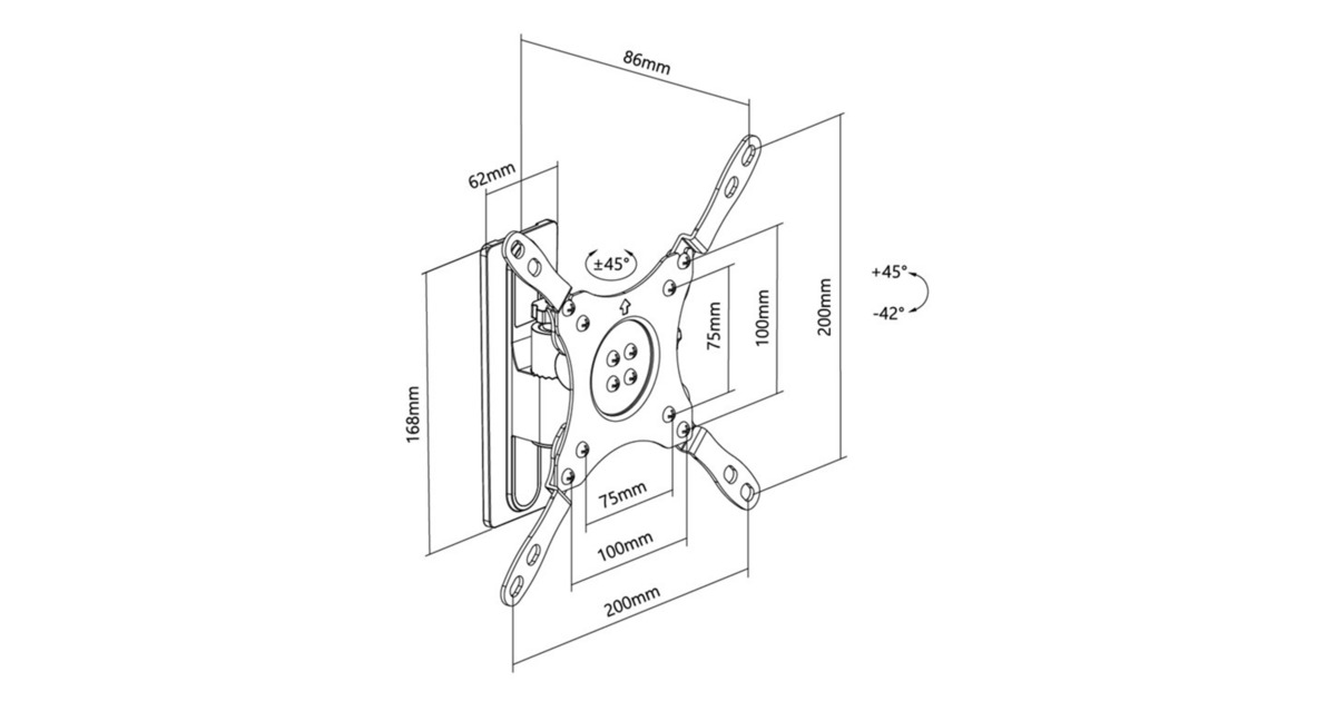 goobayTV Wall Mount Caravan TILT (M), 13 to 43 inch wandmontage   (Zilver)