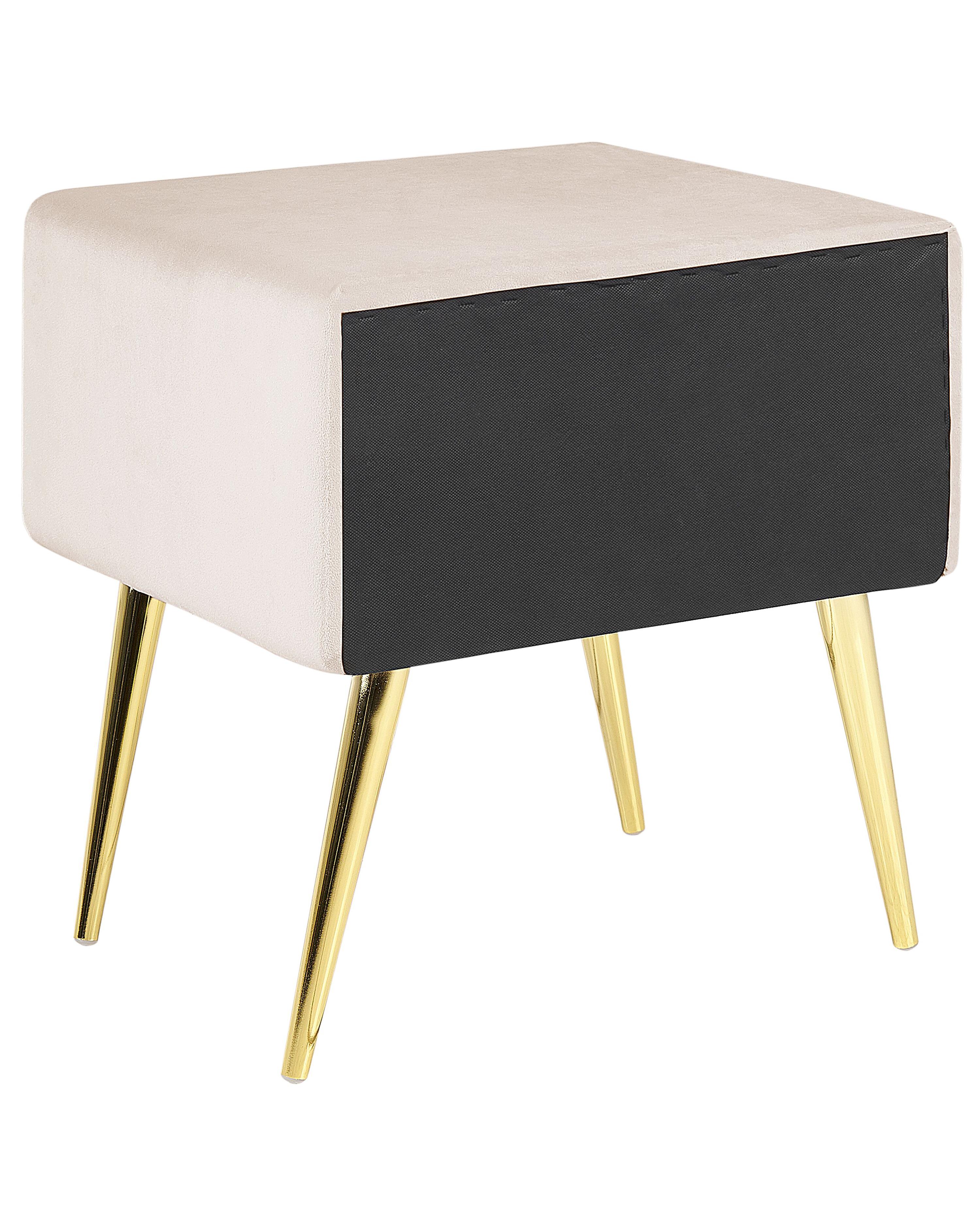 Nachtkastje met 1 lade FLAYAT Fluweel Lichtbeige