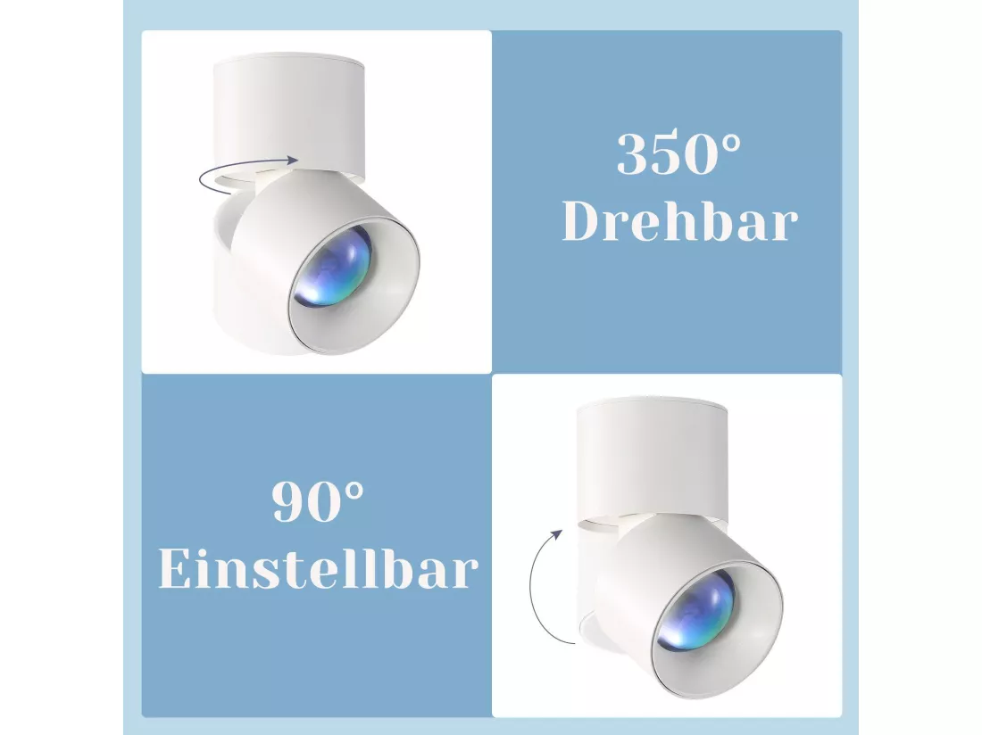 NETTLIFE Spot LED Lampe Coucher de Soleil Pivotant à 350° Chambre Moderne Intérieur pour Salon Escalier Chambre d'Enfant Couloir Salle à Manger
