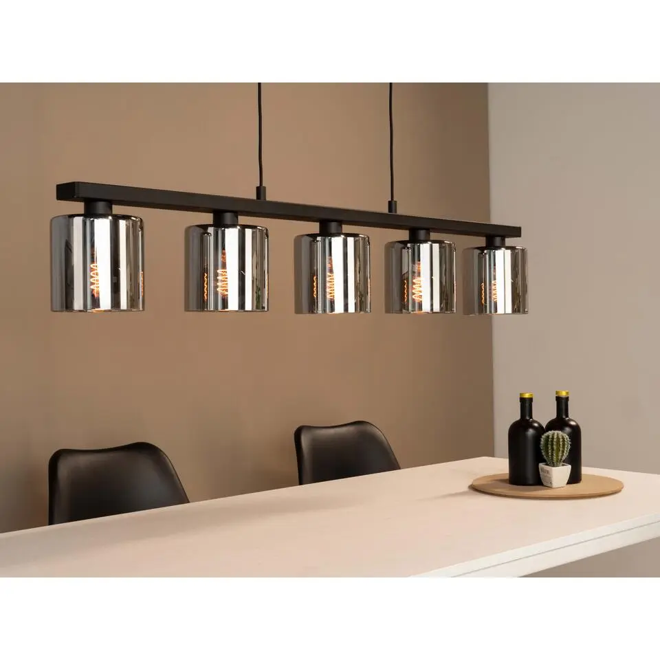 EGLO Cadley Hanglamp - E27 - 121 cm - Rookglas - Smoke - Zwart