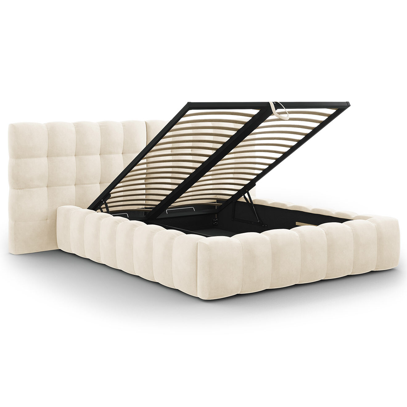 Cosmopolitan Design Lit avec coffre de rangement Bali Velours beige clair - 160x200 cm
