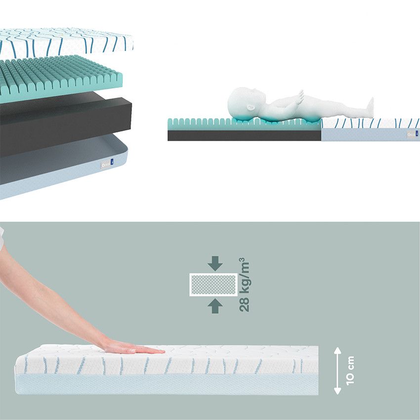Matelas ergonomique anti tête plate Cosy'Lite 60 x 120 cm - Ecru
