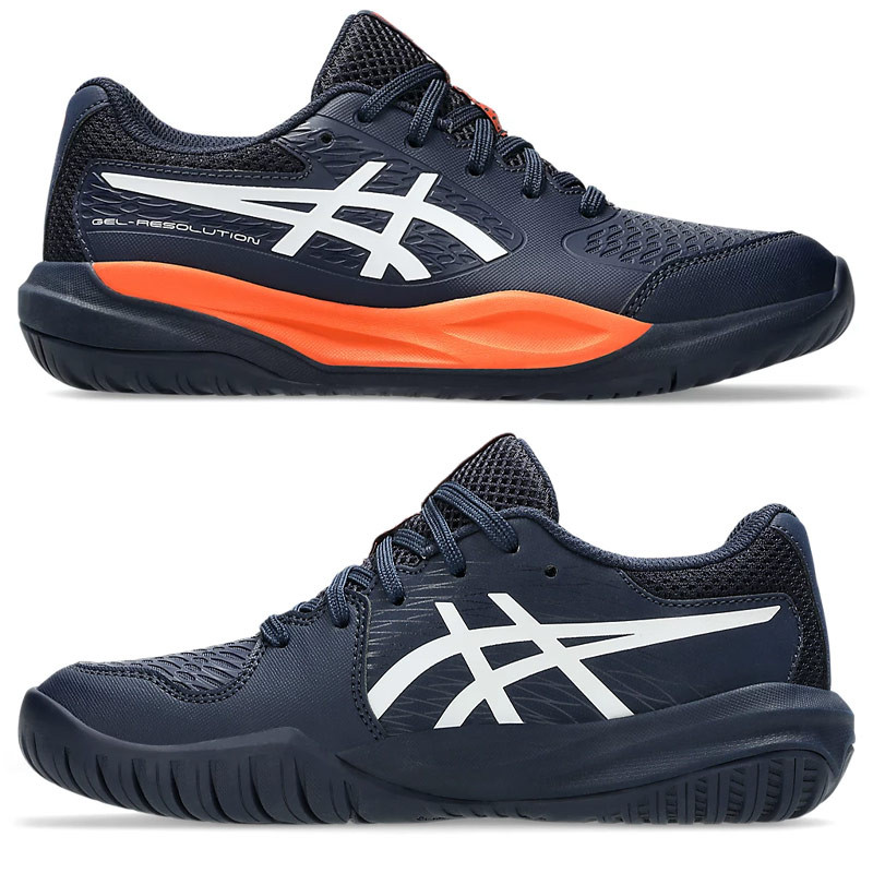 Asics Gel Resolution X junior bleu marine et orange