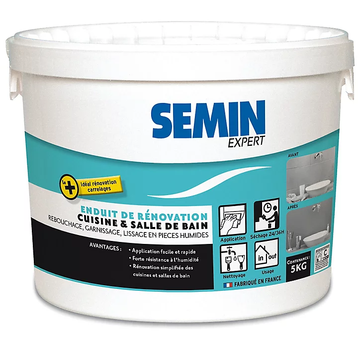 Enduit de rénovation cuisine et salle de bain Semin 5kg
