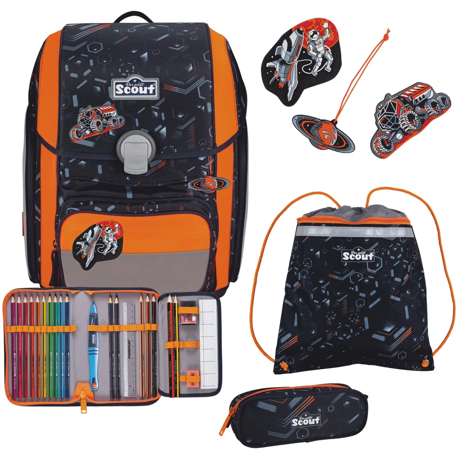 Scout Genius DIN - Schulranzen Set 4 tlg. mit Turnbeutel Space Data
