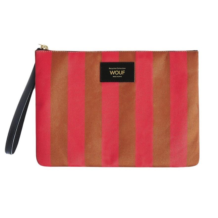 Wouf  Pat clutch, XL - Pink/Brown