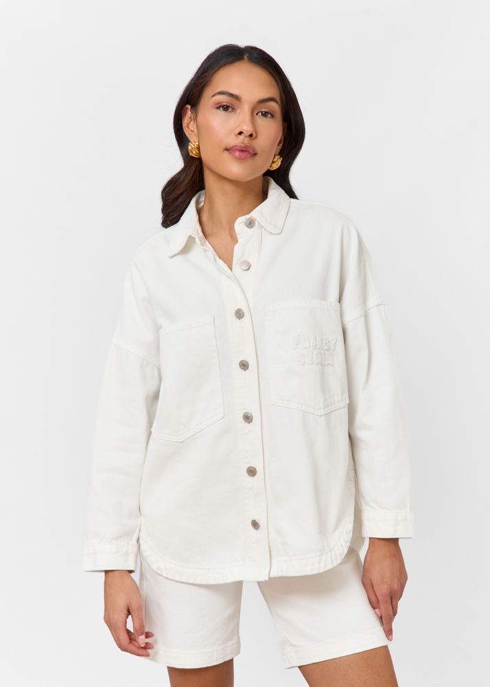 Oversized denim blouse ecru