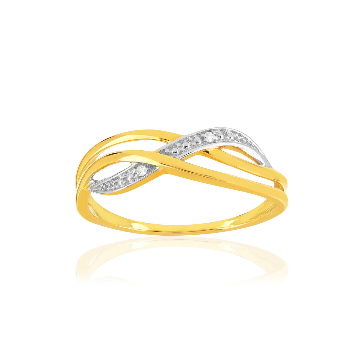 Bague or 375 2 tons diamants