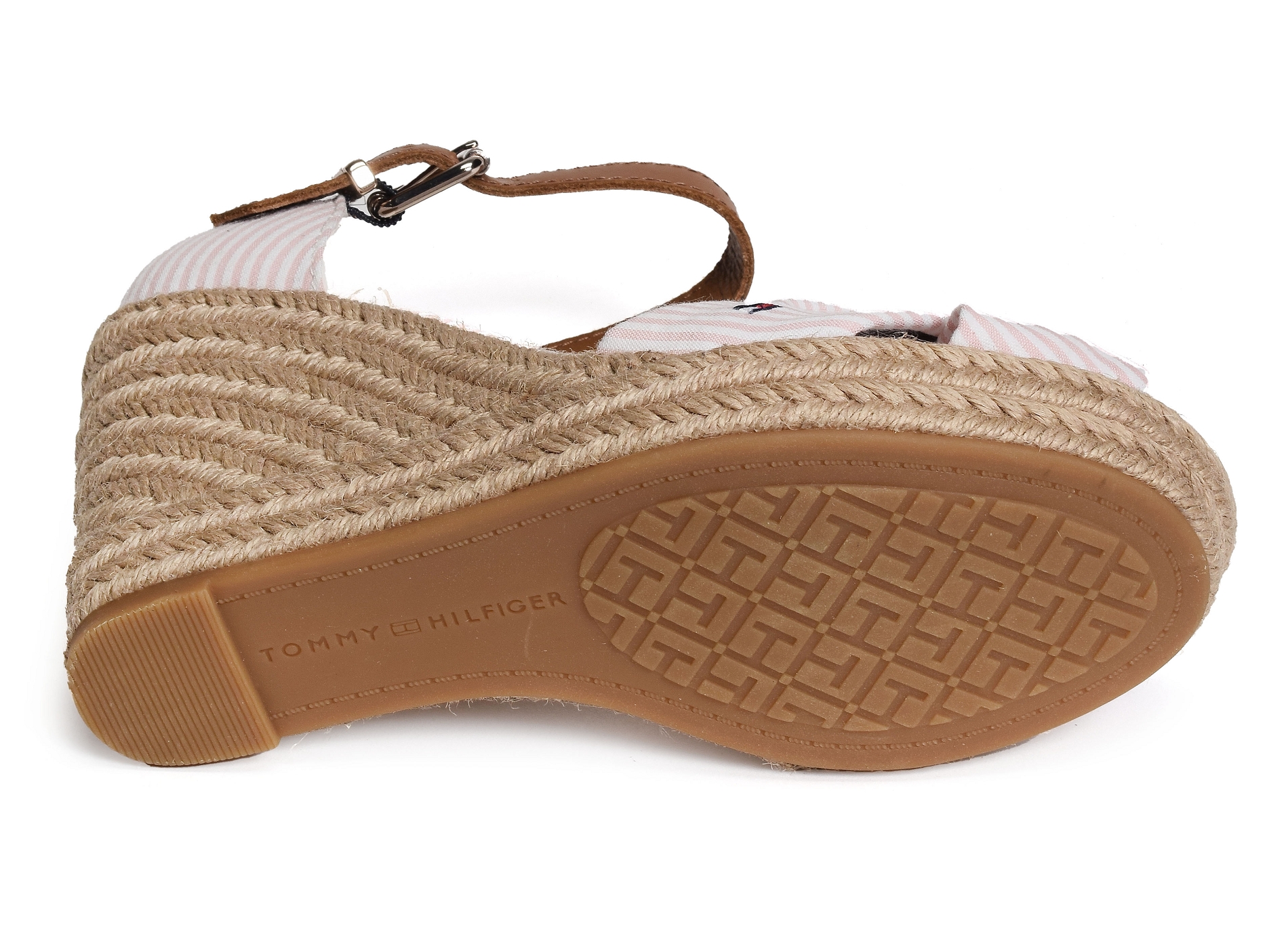 Basic seersucker high wedge 7160 blanc rose