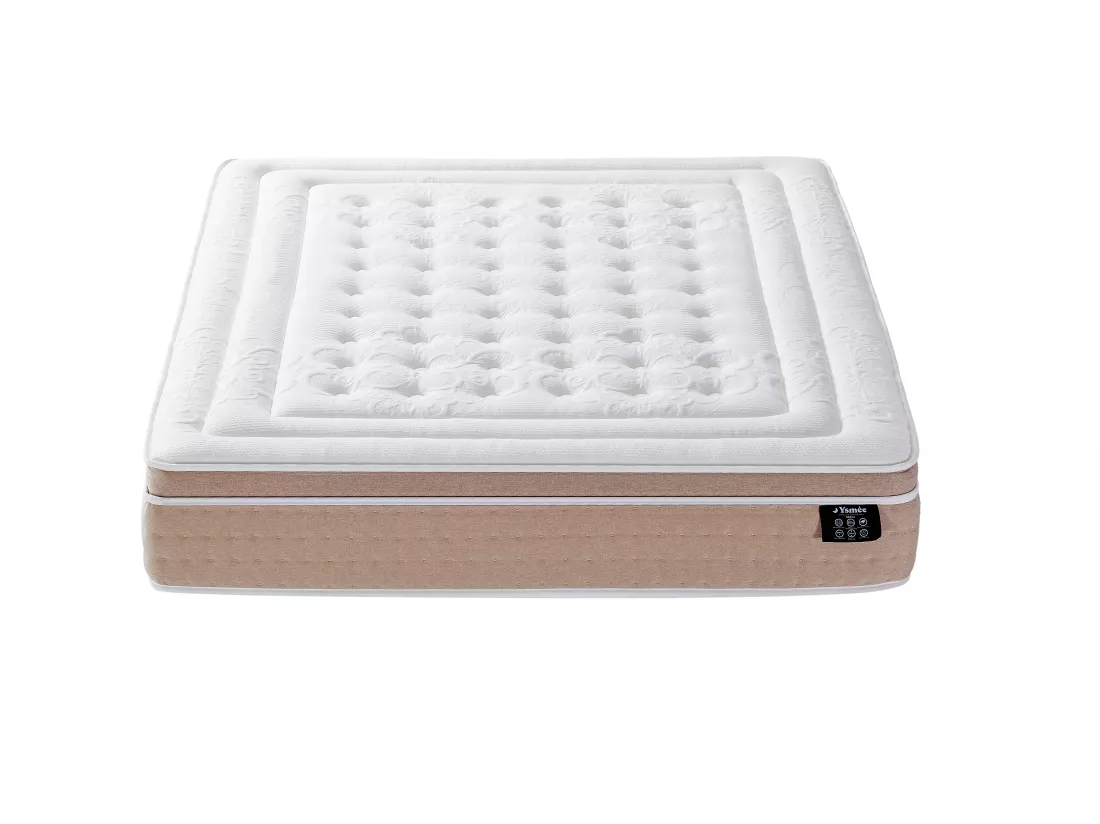 Ensemble 180 x 200 cm sommier coffre blanc + matelas hybride ressorts ensachés 7 zones et gel à mémoire de forme rafraichissant ép.30cm - NAZILI de YSMÉE