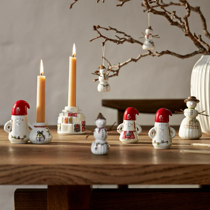 Kähler Design - Hammershøi Father Elf Kerzenständer, H 8,5 cm, weiss / mehrfarben